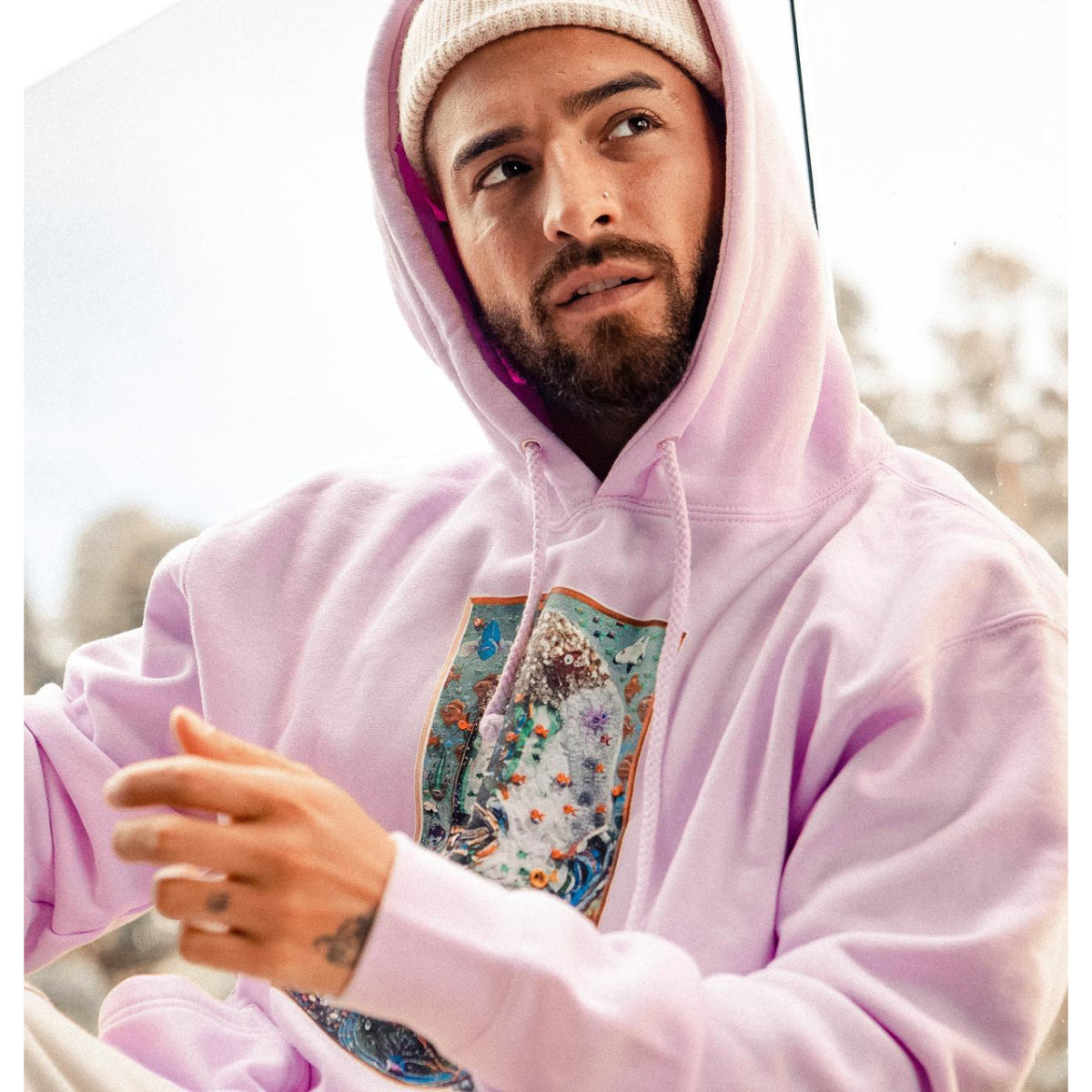 Maluma - #7DJ Portrait Pink Hoodie