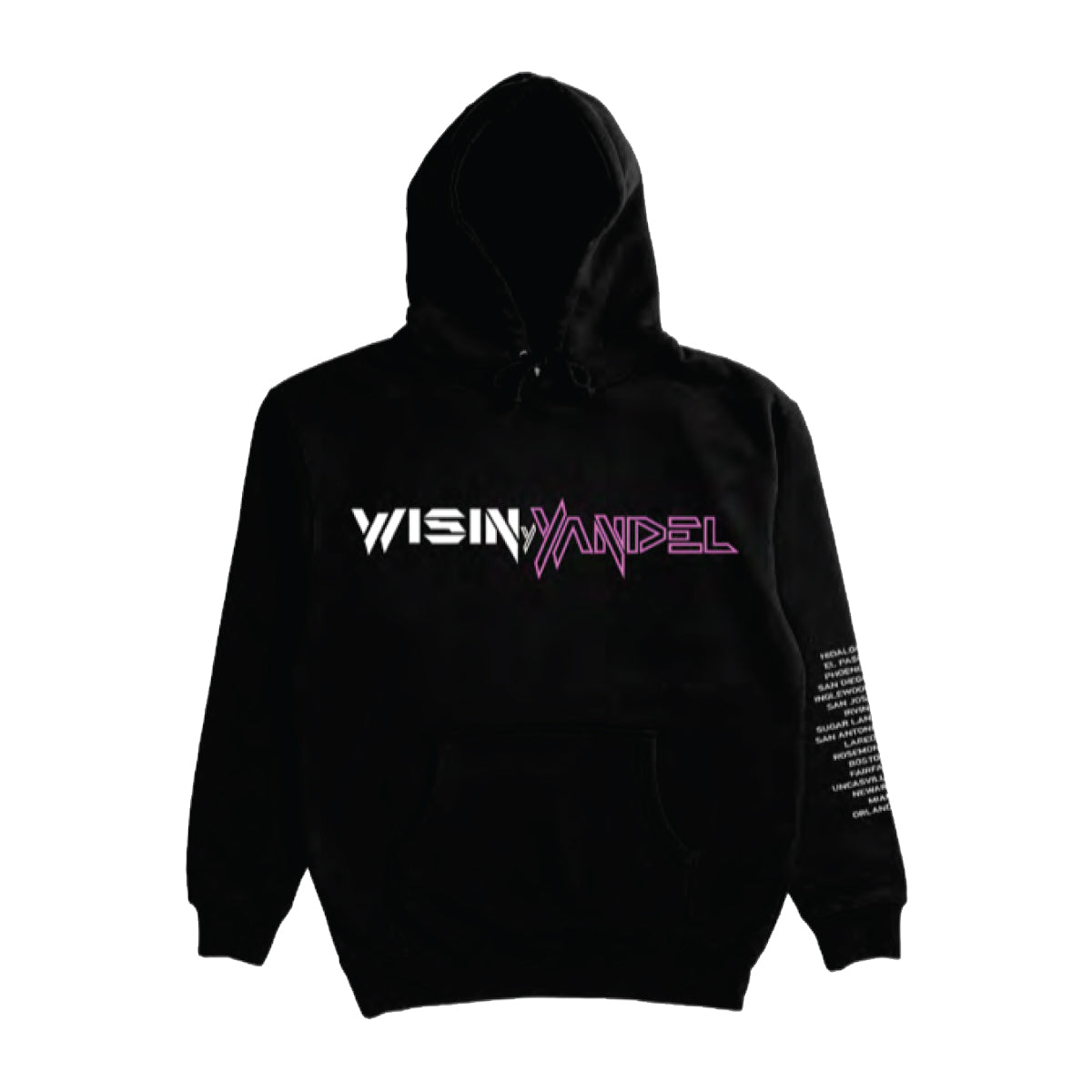 COMO ANTES PINK TEXT BLACK TOUR PULLOVER HOOD