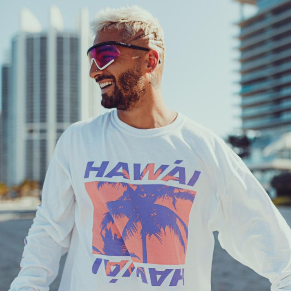 Maluma - Hawái White Long Sleeve Tee